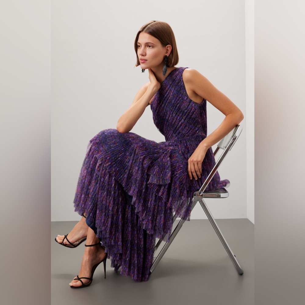 Hutch Floral Pleated Ruffle Xala Dress-size 4-Damaged